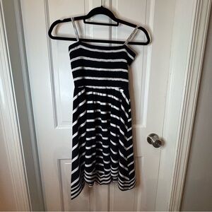 Guess Dress Black & White Striped Sleeveless - Medium